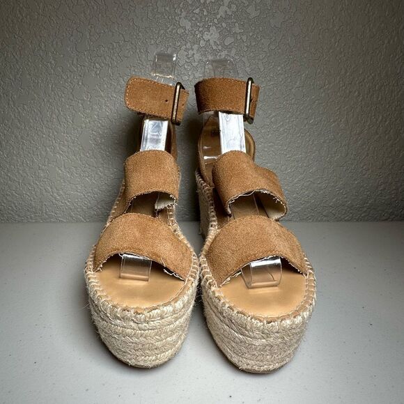 Soludos Womens 6 Palma Platform Wedge Sandals Brown Espadrille Buckle Leather - Picture 2 of 9